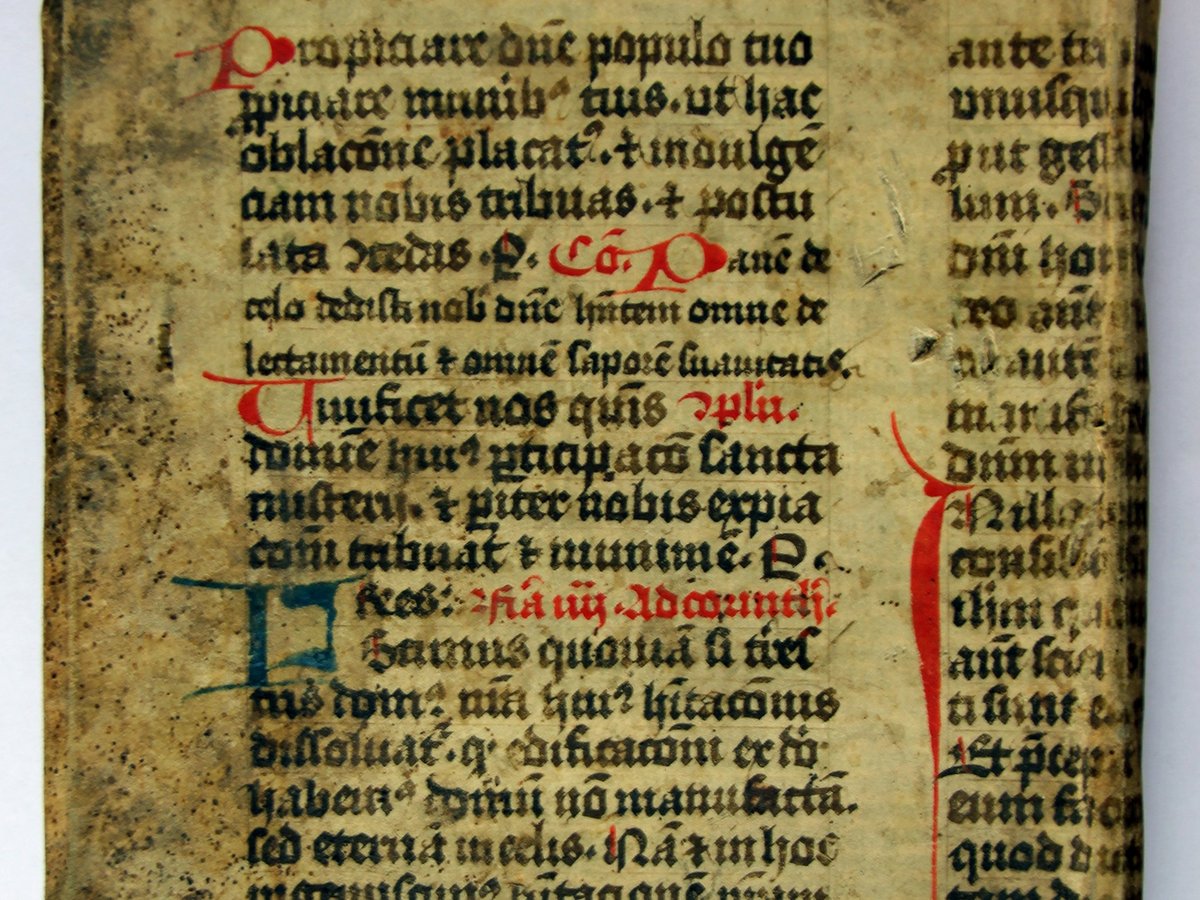 Handgeschriebenes Pergamentblatt als Bucheinband aus dem Klosterarchiv, um 1651