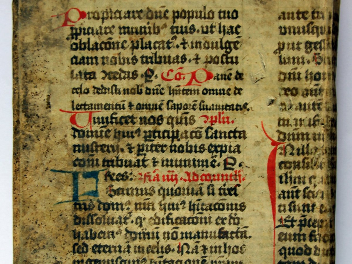 Handgeschriebenes Pergamentblatt als Bucheinband aus dem Klosterarchiv, um 1651